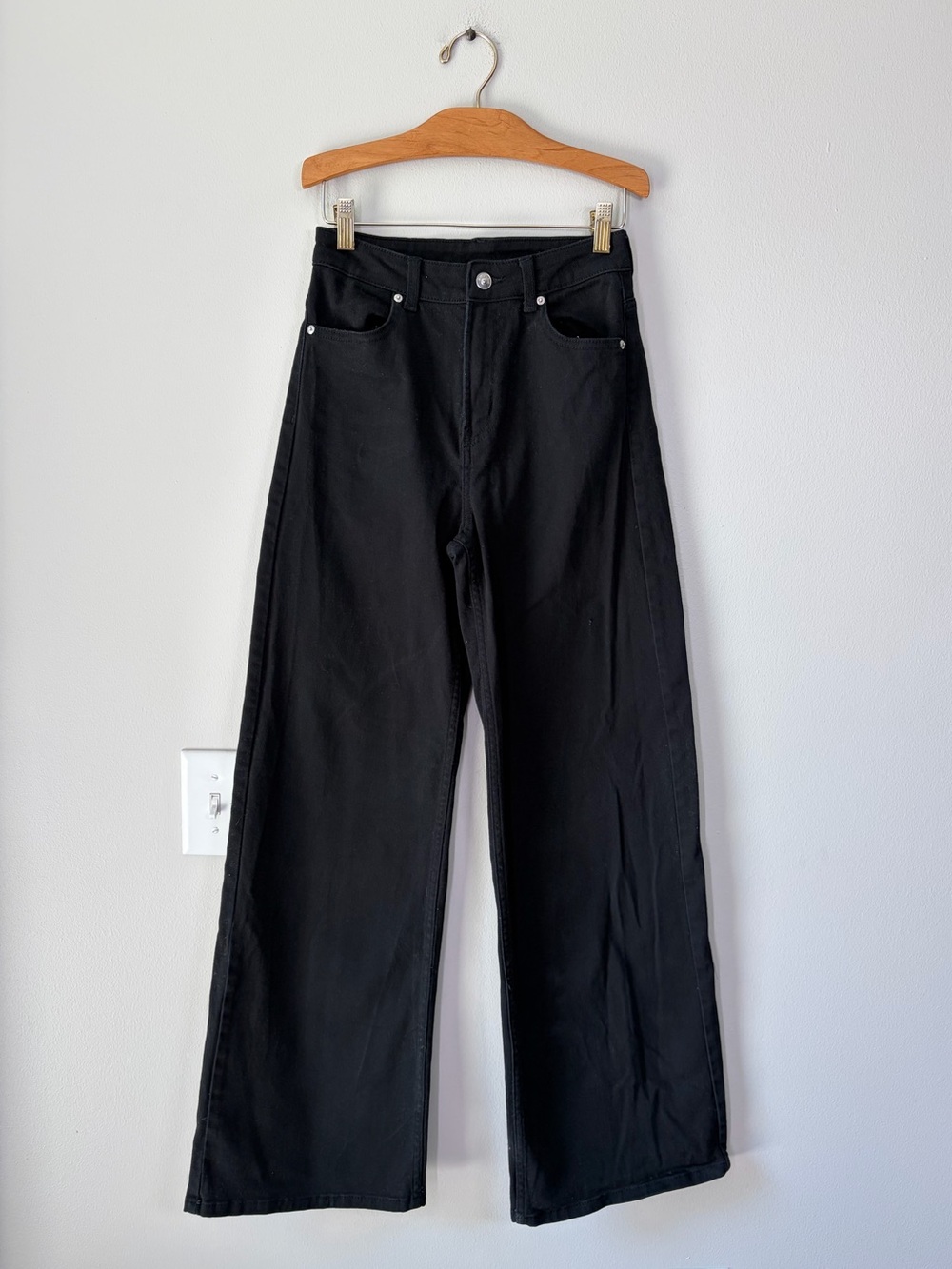 H&M Divided Black High Waisted Wide Leg Jeans